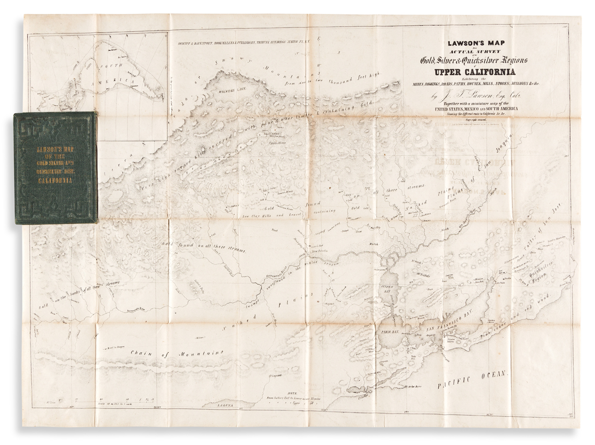 (CALIFORNIA -- GOLD REGIONS.) John T. Lawson. Lawsons Map from Actual Survey of the Gold, Silver & Quicksilver Regions